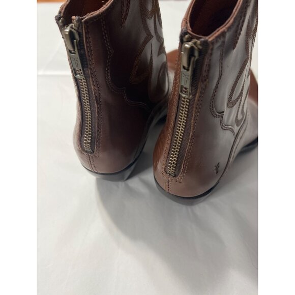 Frye Shane Western Short Boots Brown Leather Size 8 New With Box - Picture 8 of 13